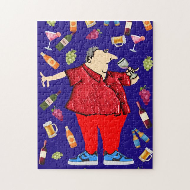 Funny Party Man Drinking Wine Jigsaw Puzzle (Vertical)