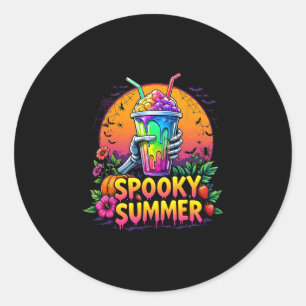 Funny Party Spooky Summer Drinks Summerween Vibes  Classic Round Sticker