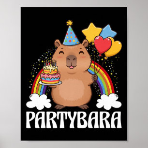 Funny Partybara Capybara Happy Birthday Kids Boys Poster