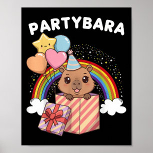 Funny Partybara Capybara Happy Birthday Kids Boys  Poster