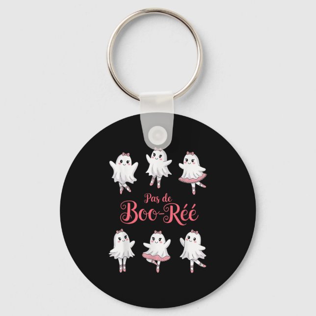 Funny Pas De Boo-rée Ghost Ballet Halloween Dance  Keychain (Front)