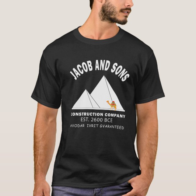 Funny Passover Hebrew Construction Egypt Pyramids  T-Shirt (Front)