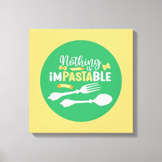 Funny Pasta Food Pun Pastel Colour Typography Art Canvas Print (Front)