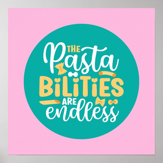 Funny Pasta Pun Pastel Kitchen Typography Art Poster (Front)