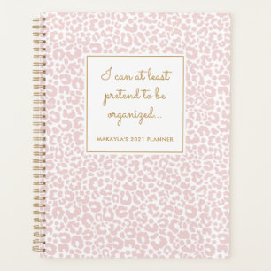 Funny Pastel Leopard Print Pattern Blush Planner