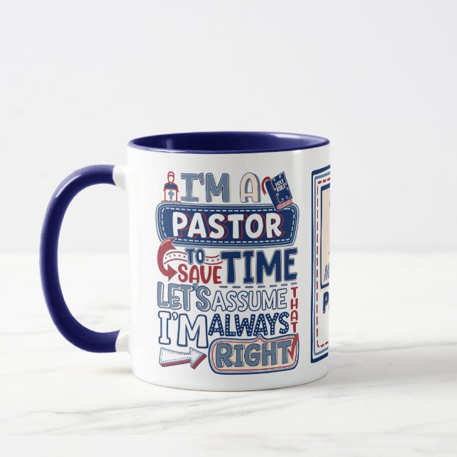 Funny Pastor Always Right Christian Humour  Mug (Left)