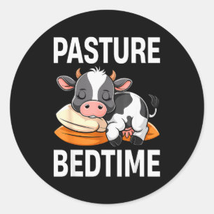 Funny Pasture Bedtime Cute Cow Pajamas Pj Sleep  Classic Round Sticker