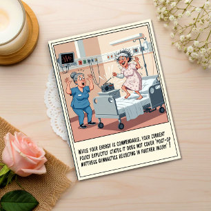 Funny Patient Dancing Wildly on Hospital Bed Postcard