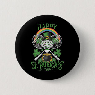 Funny Patricks Day Badminton Costume Four-leaf Clo 2 Inch Round Button