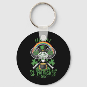 Funny Patrick's Day Dminton Costume Four-leaf Clov Keychain