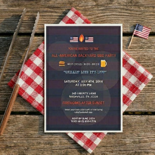 Funny Patriotic 4th of July BBQ Party Invitation