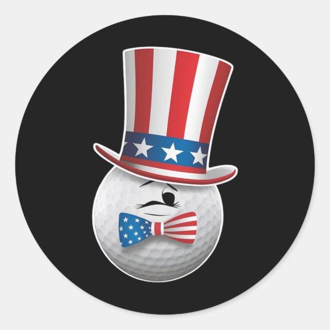 Funny Patriotic America Flag Golf 4th Of July Mom  Classic Round Sticker (Front)