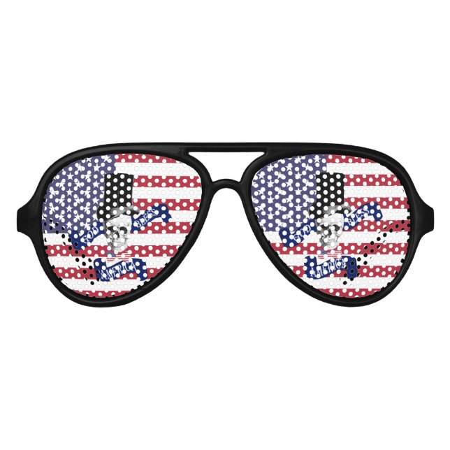 Funny patriotic American flag Aviator Sunglasses (Front)