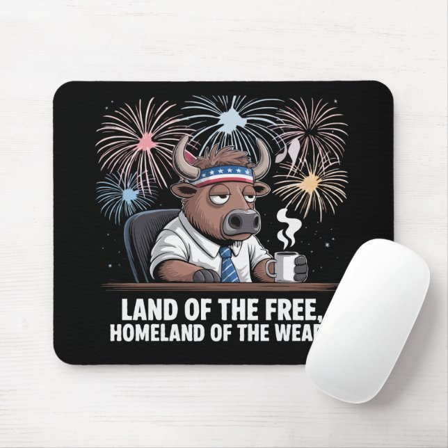 Funny Patriotic Buffalo Tired Office Worker  Mouse Pad (With Mouse)