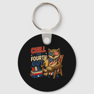 Funny Patriotic Chill The Fourth Out Owl 4th Of Keychain