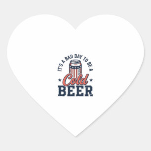 Funny Patriotic Cold Beer Vintage Vector Shirt Des Heart Sticker