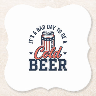 Funny Patriotic Cold Beer Vintage Vector Shirt Des Paper Coaster