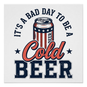 Funny Patriotic Cold Beer Vintage Vector Shirt Des Poster