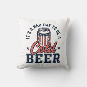 Funny Patriotic Cold Beer Vintage Vector Shirt Des Throw Pillow