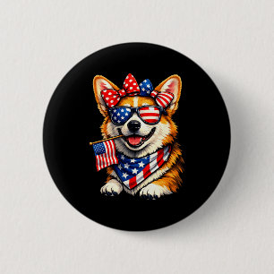 Funny patriotic corgi dog american flag graphicFun 2 Inch Round Button