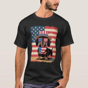 Funny Patriotic Dachshund Dog 4th of July Cute USA T-Shirt