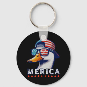 Funny Patriotic Duck Lovers 4th Of July Funny Duck Keychain