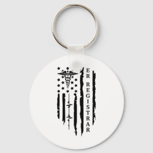 Funny Patriotic Er Registrar Nurse Gift Usa Flag 4 Keychain