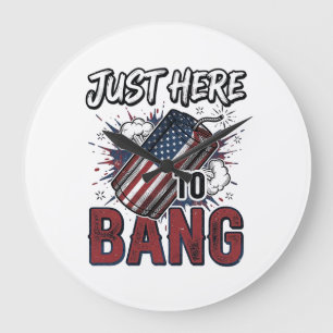 Funny Patriotic Firecracker Vintage 4th of July Sh Large Clock