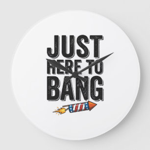 Funny Patriotic Firework Bang Vintage Shirt Design Large Clock