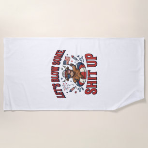Funny Patriotic Highland Cow Fireworks Shirt (2)_1 Beach Towel