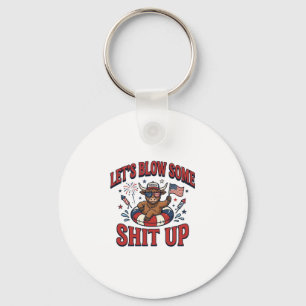 Funny Patriotic Highland Cow Fireworks Shirt (2)_1 Keychain