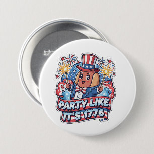 Funny Patriotic Hot Dog 4th of July Party 3 Inch Round Button