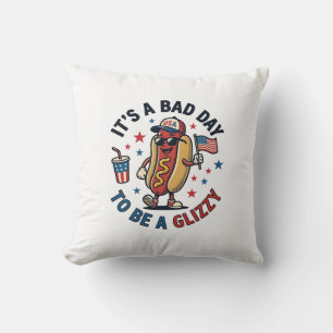 Funny Patriotic Hot Dog Vintage Engraving Shirt De Throw Pillow