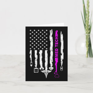 Funny Patriotic Med Tech Usa Flag Nurses Med Tech  Card
