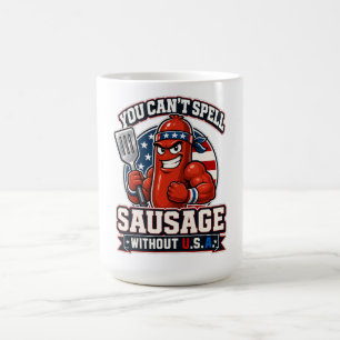 Funny Patriotic Muscle Sausage BBQ Grill Master Coffee Mug