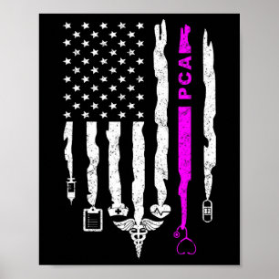 Funny Patriotic Pca Usa Flag Nurses Week Gifts 4th Poster