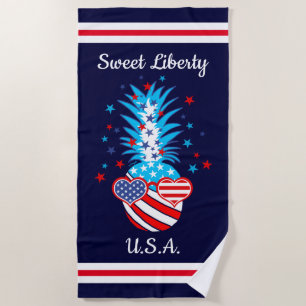 Funny Patriotic Pineapple Beach Towel