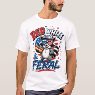 Funny Patriotic Raccoon Graphic T-Shirt