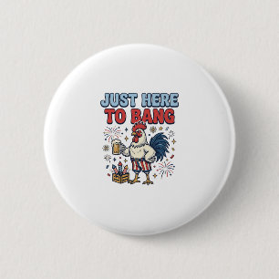 Funny Patriotic Rooster Fireworks Beer Shirt Desig 2 Inch Round Button