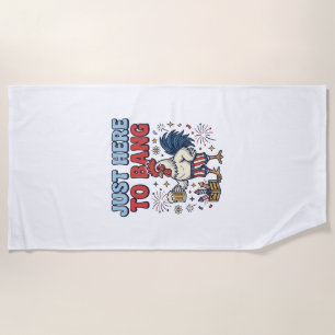 Funny Patriotic Rooster Fireworks Beer Shirt Desig Beach Towel