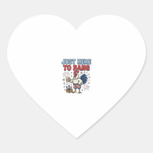 Funny Patriotic Rooster Fireworks Beer Shirt Desig Heart Sticker