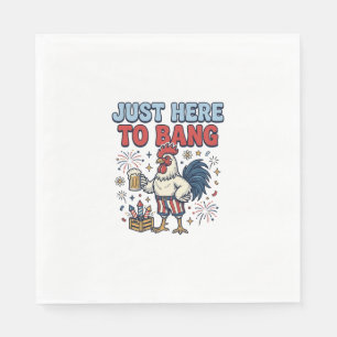 Funny Patriotic Rooster Fireworks Beer Shirt Desig Napkin
