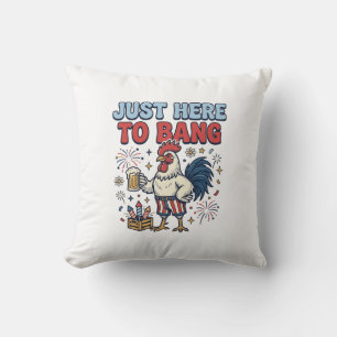Funny Patriotic Rooster Fireworks Beer Shirt Desig Throw Pillow
