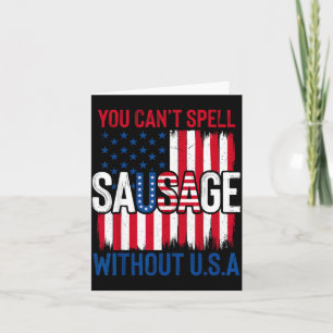 Funny Patriotic Sausage Usa Bbq Aamerican Flag Card