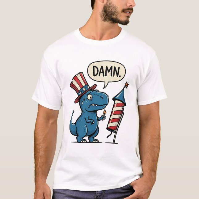 Funny Patriotic T-Rex Firework Shirt Design_1 (Front)