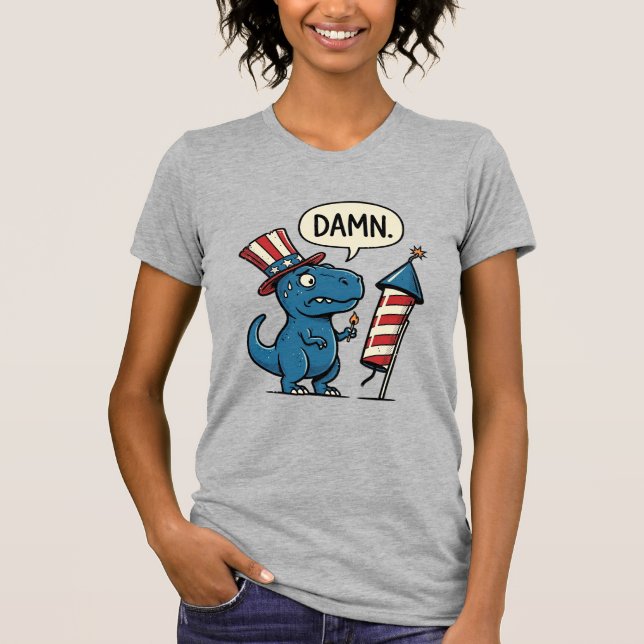 Funny Patriotic T-Rex Firework Shirt Design_1 (Front)