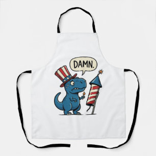 Funny Patriotic T-Rex Firework Shirt Design_1 Apron