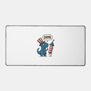 Funny Patriotic T-Rex Firework Shirt Design_1 Desk Mat
