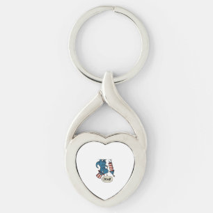 Funny Patriotic T-Rex Firework Shirt Design_1 Keychain