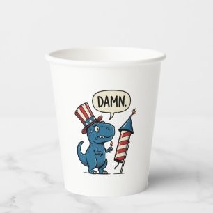 Funny Patriotic T-Rex Firework Shirt Design_1 Paper Cups